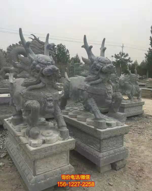 傳統工藝精湛，大理石石雕麒麟雕塑