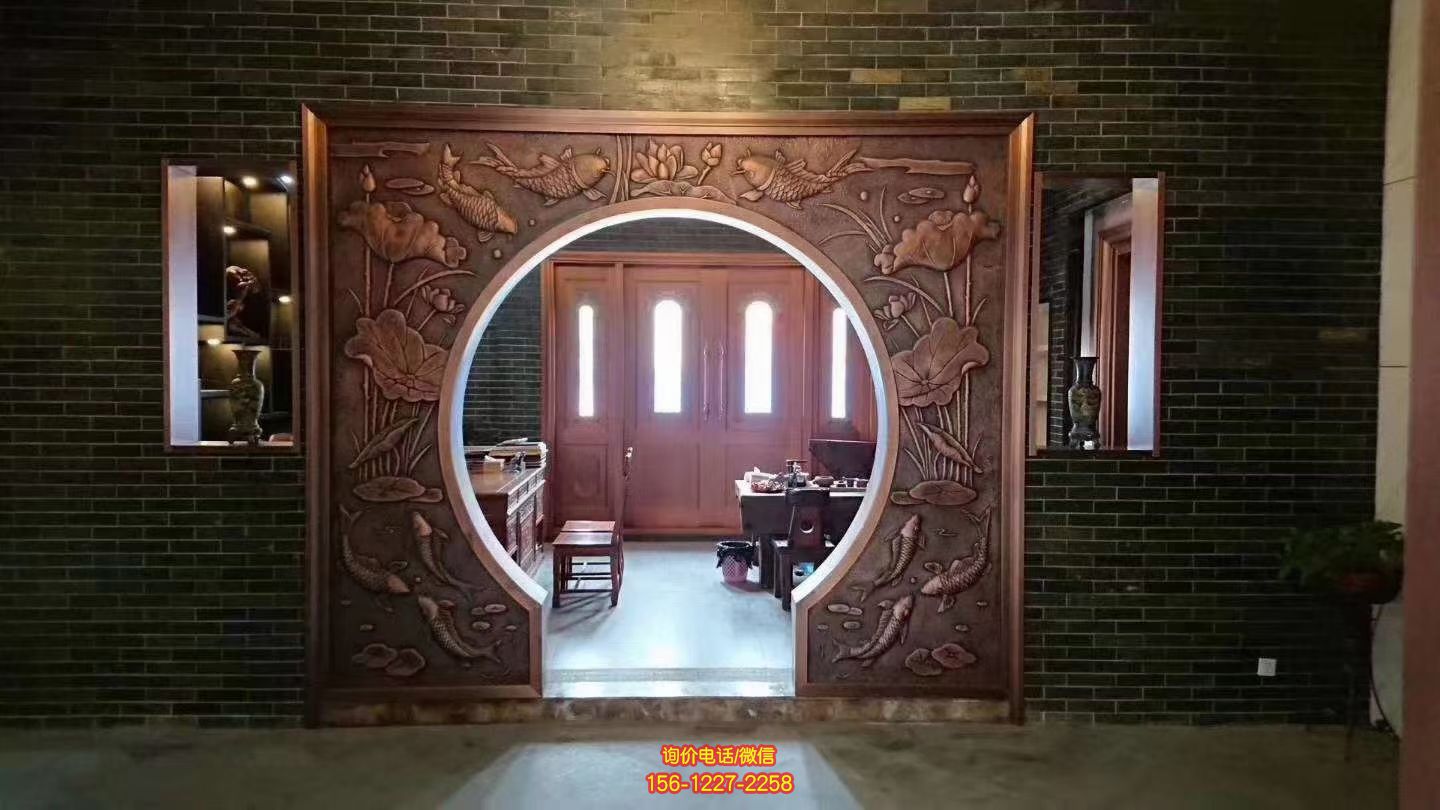 蓮蓮有魚銅浮雕,室內裝飾拱門浮雕畫 蓮蓮有魚銅浮雕,室內裝飾拱門浮雕畫
