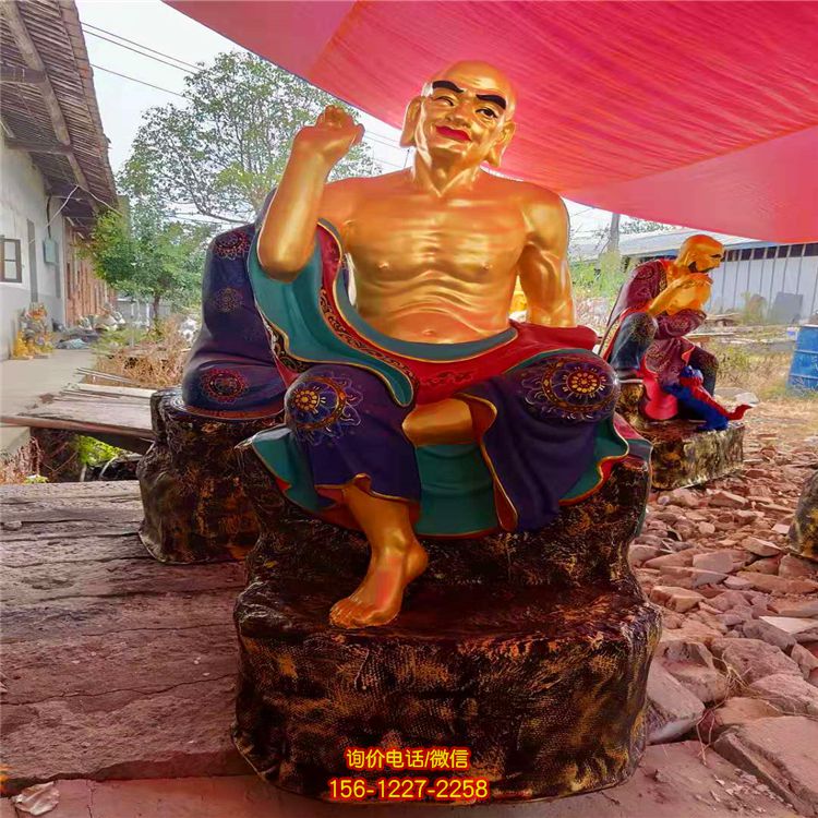 玻璃鋼彩繪景區寺廟大型十八羅漢雕塑