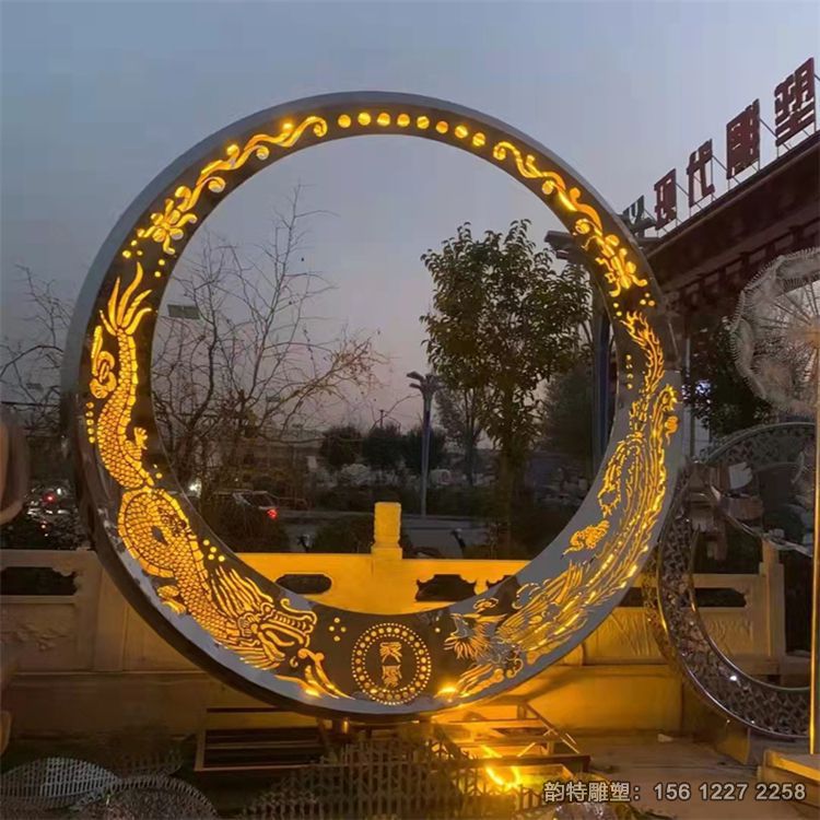 不銹鋼鏡面月亮雕塑,發光圓環月亮雕塑加工廠 不銹鋼鏡面月亮雕塑,發光圓環月亮雕塑加工廠