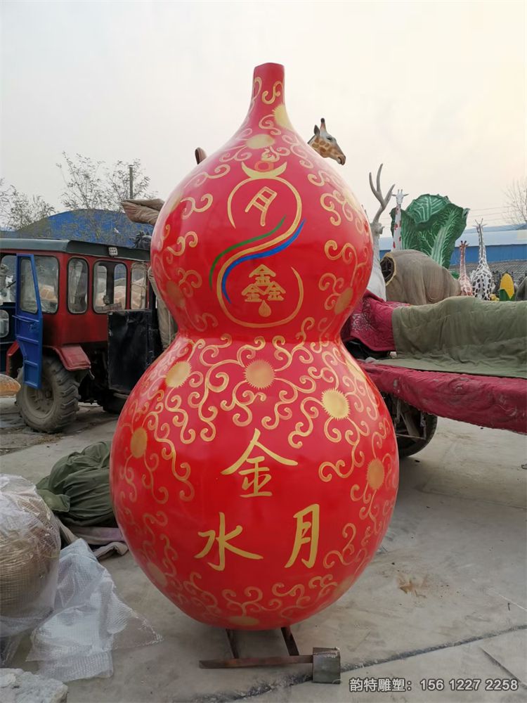 玻璃鋼流水葫蘆雕塑，制作仿真葫蘆雕塑