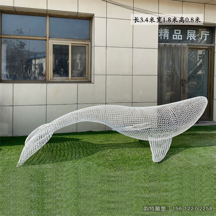 大型不銹鋼鯨魚雕塑，抽象鏤空鯨魚雕塑加工定做