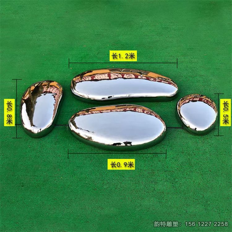 抽象不銹鋼鵝卵石雕塑，庭院鏡面鵝卵石雕塑定做廠家
