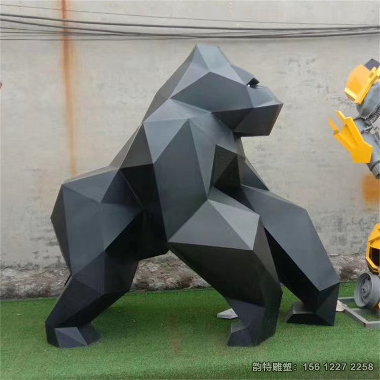 不銹鋼切面猩猩雕塑，抽象大猩猩雕塑