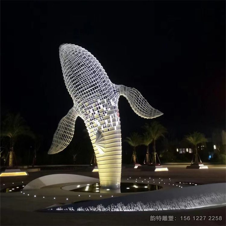 不銹鋼鏤空發光鯨魚雕塑 大型鯨魚雕塑實例參考 不銹鋼鏤空發光鯨魚雕塑 大型鯨魚雕塑實例參考